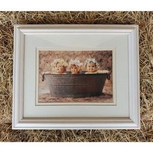 Anne Geddes Framed Lithograph Print Washtub